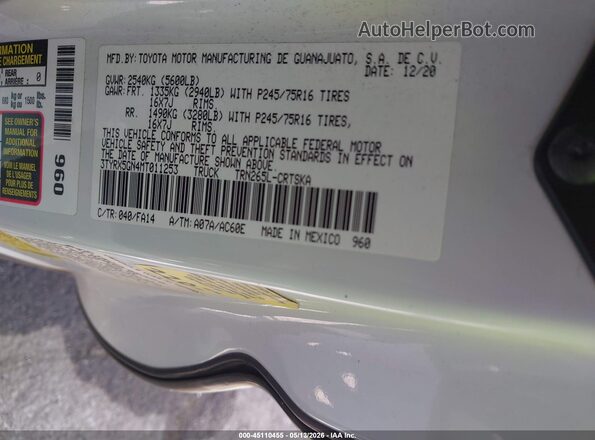 3TYRX5GN4MT011253 2021 TOYOTA TACOMA White ძრავის განყოფილების ხედი
