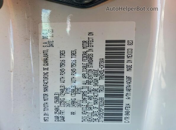 3TYSX5EN5PT022688 2023 TOYOTA TACOMA White Vista del compartimento del motor