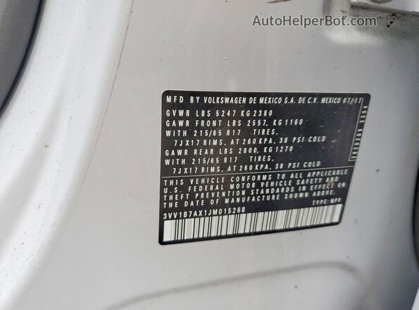 3VV1B7AX1JM015268 2018 VOLKSWAGEN TIGUAN Silver 