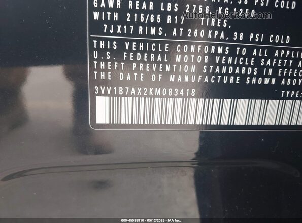3VV1B7AX2KM083418 2019 VOLKSWAGEN TIGUAN Black Vista del compartimento del motor