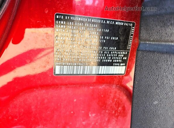 3VV1B7AX3JM146217 2018 VOLKSWAGEN TIGUAN Red 