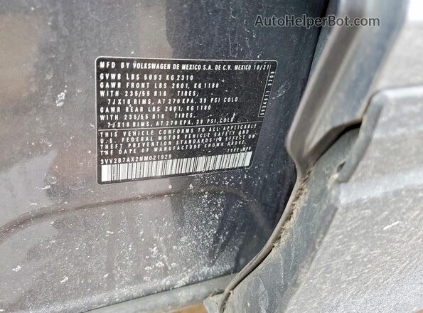 3VV2B7AX2NM021929 2022 VOLKSWAGEN TIGUAN Угольный Вид наклейки с VIN-кодом