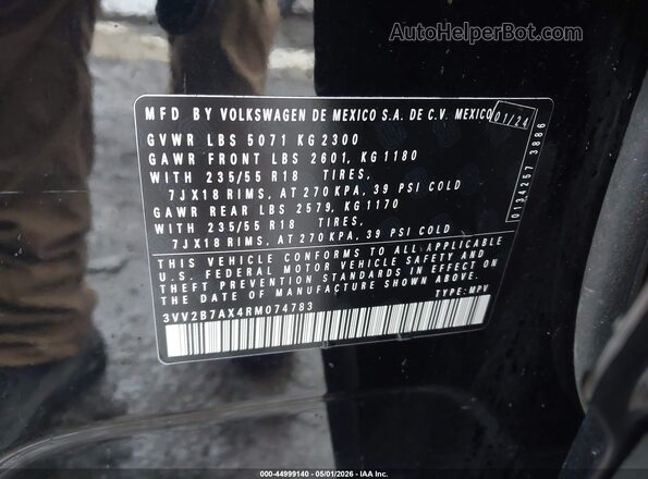3VV2B7AX4RM074783 2024 VOLKSWAGEN TIGUAN Black Вид підкапотного простору