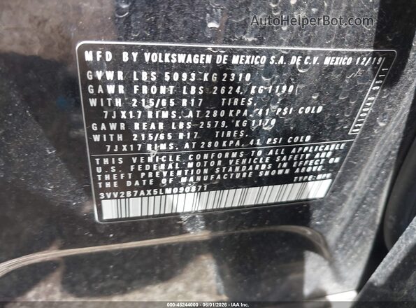 3VV2B7AX5LM090871 2020 VOLKSWAGEN TIGUAN Black Вид підкапотного простору