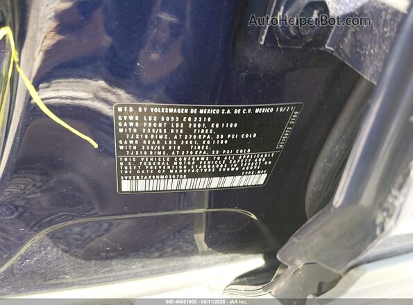 3VV2B7AX9NM030708 2022 VOLKSWAGEN TIGUAN Dark Blue 