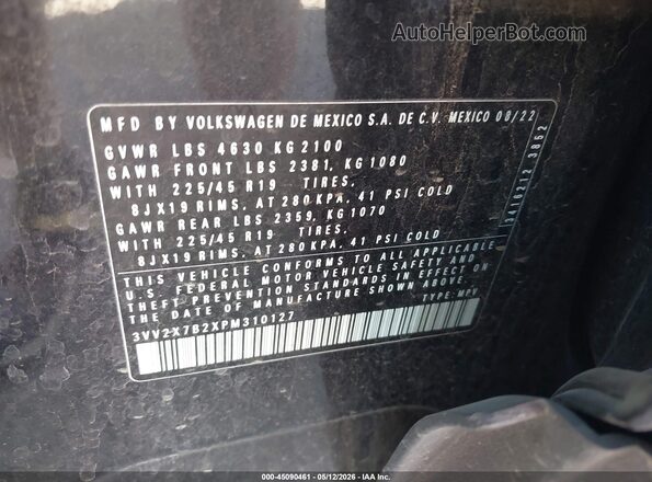 3VV2X7B2XPM310127 2023 VOLKSWAGEN TAOS Black Vista del compartimento del motor