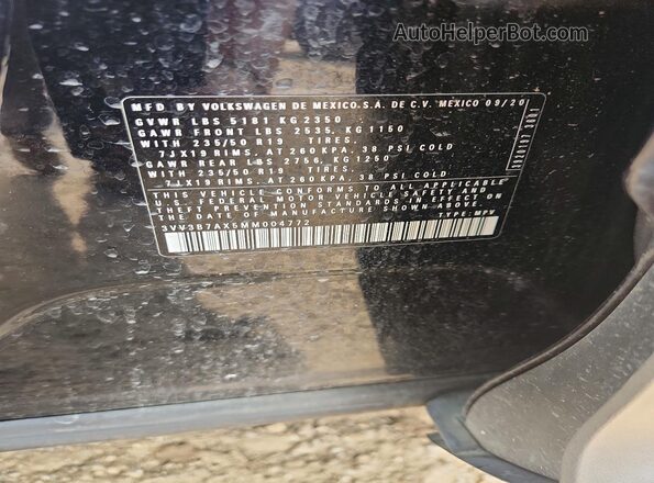 3VV3B7AX5MM004772 2021 VOLKSWAGEN TIGUAN Black 