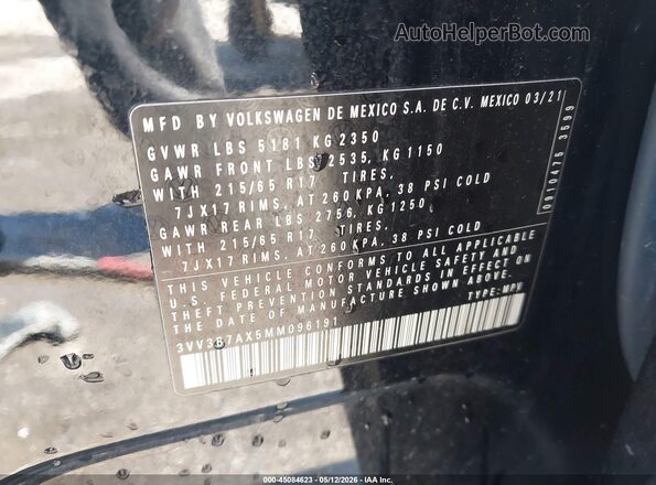 3VV3B7AX5MM096191 2021 VOLKSWAGEN TIGUAN Black Widok komory silnika