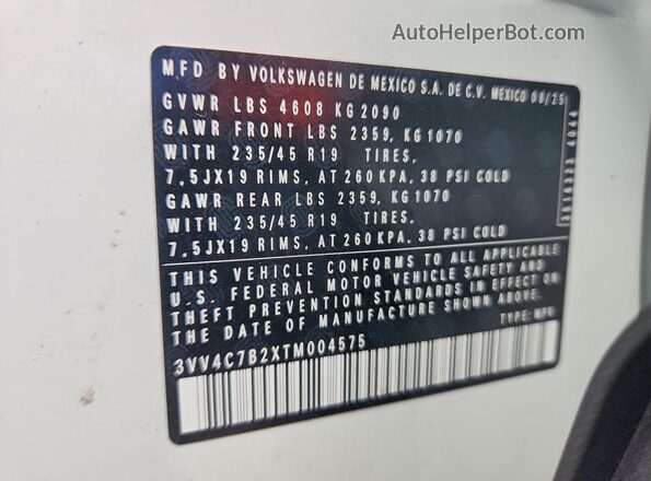 3VV4C7B2XTM004575 2026 VOLKSWAGEN TAOS White 
