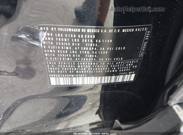3VVCB7AX0PM107571 2023 VOLKSWAGEN TIGUAN Black Engine compartment view