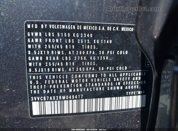 3VVCB7AX2RM049417 2024 VOLKSWAGEN TIGUAN Gray 