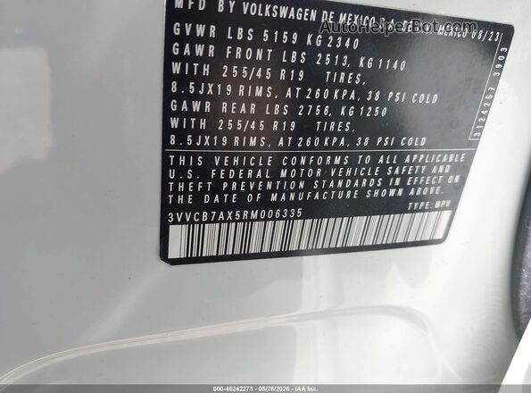 3VVCB7AX5RM006335 2024 VOLKSWAGEN TIGUAN White Вид підкапотного простору