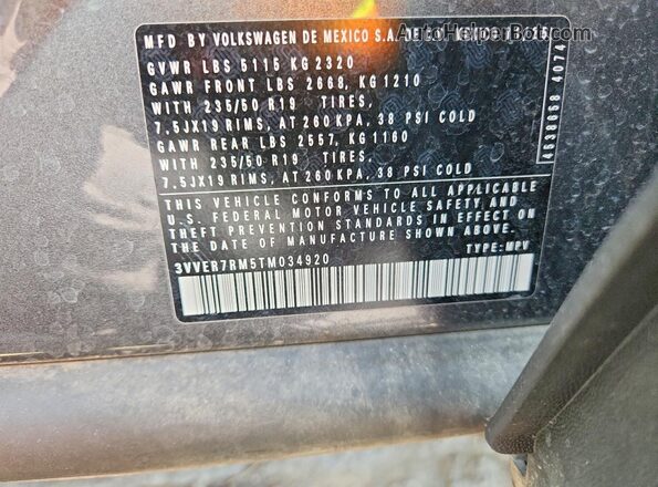 3VVER7RM5TM034920 2026 VOLKSWAGEN TIGUAN Серый 