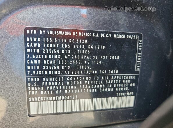 3VVER7RM8TM004181 2026 VOLKSWAGEN TIGUAN Серебряный 