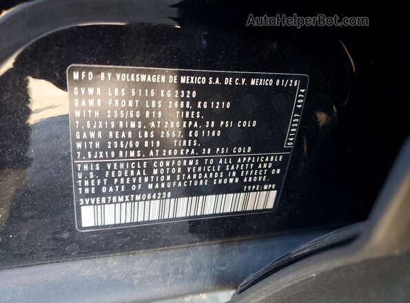 3VVER7RMXTM064236 2026 VOLKSWAGEN TIGUAN Черный 