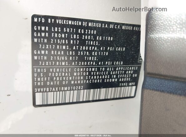 3VVFB7AX1RM010282 2024 VOLKSWAGEN TIGUAN White ძრავის განყოფილების ხედი
