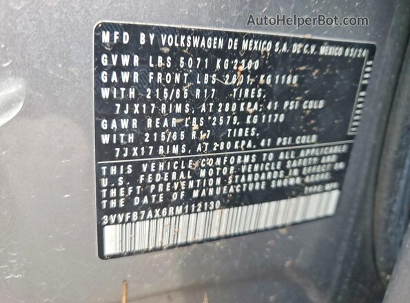3VVFB7AX6RM112130 2024 VOLKSWAGEN TIGUAN Silver Widok naklejki z numerem VIN