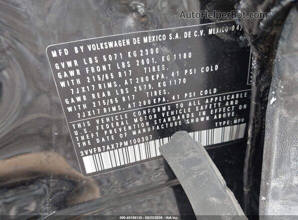 3VVFB7AX7PM100307 2023 VOLKSWAGEN TIGUAN Black 