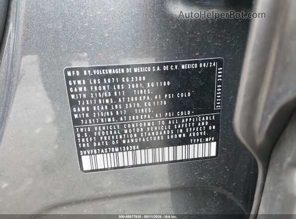 3VVFB7AX7RM139384 2024 VOLKSWAGEN TIGUAN Gray 
