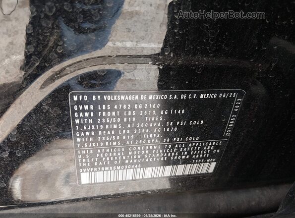 3VVFR7RMXSM030445 2025 VOLKSWAGEN TIGUAN Black Շարժիչի բաժամունքի տեսք