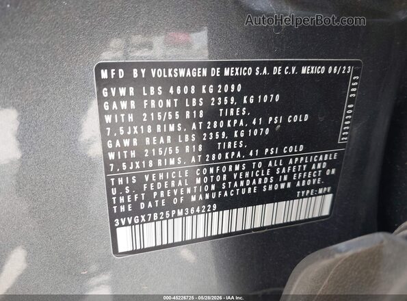 3VVGX7B25PM364229 2023 VOLKSWAGEN TAOS Gray Вид підкапотного простору