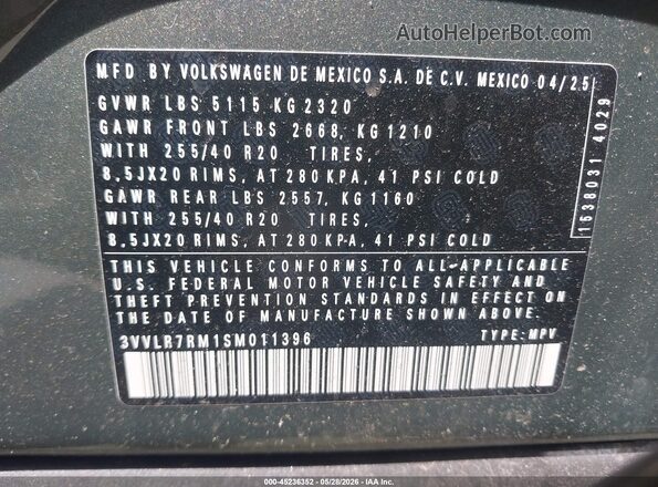 3VVLR7RM1SM011396 2025 VOLKSWAGEN TIGUAN Green Widok komory silnika