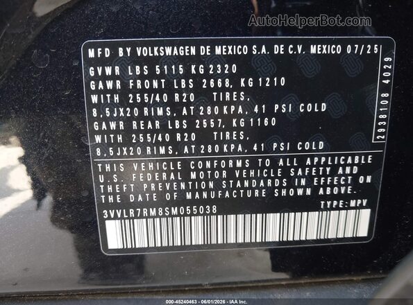 3VVLR7RM8SM055038 2025 VOLKSWAGEN TIGUAN Black ძრავის განყოფილების ხედი