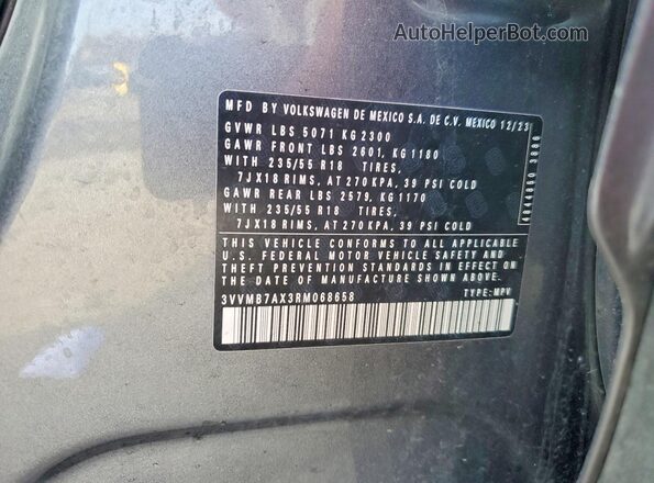 3VVMB7AX3RM068658 2024 VOLKSWAGEN TIGUAN Charcoal 