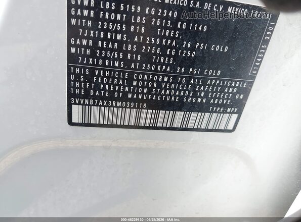 3VVNB7AX3RM039116 2024 VOLKSWAGEN TIGUAN Белый Вид подкапотного пространства