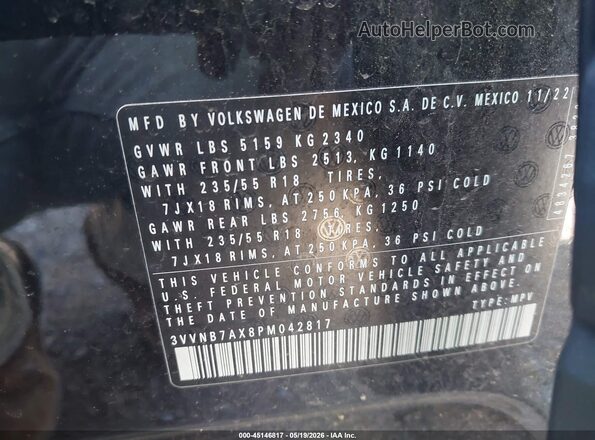 3VVNB7AX8PM042817 2023 VOLKSWAGEN TIGUAN Black Engine compartment view