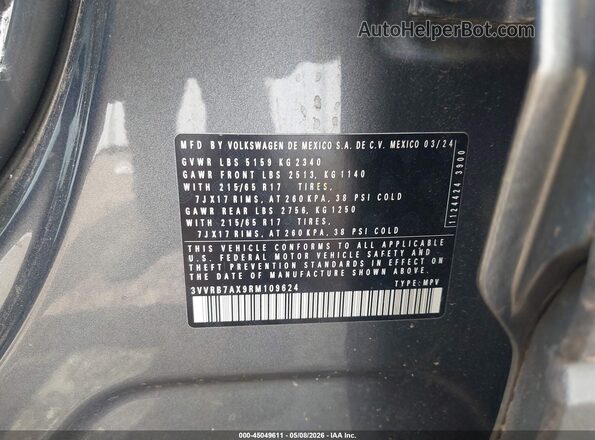 3VVRB7AX9RM109624 2024 VOLKSWAGEN TIGUAN Gray Вид підкапотного простору