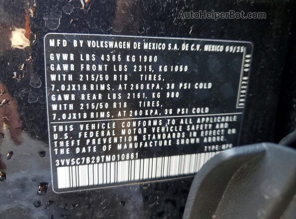 3VVSC7B29TM010861 2026 VOLKSWAGEN TAOS Black VIN sticker view