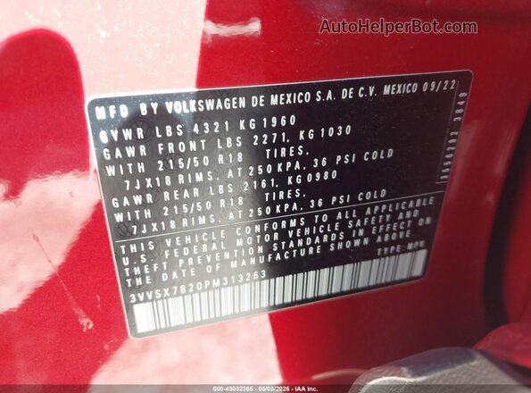 3VVSX7B20PM313263 2023 VOLKSWAGEN TAOS Красный 