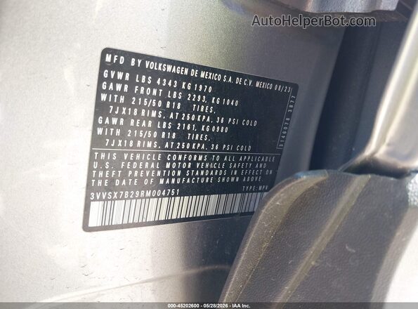 3VVSX7B29RM004751 2024 VOLKSWAGEN TAOS Gray Widok komory silnika