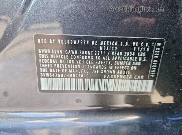 3VW547AU7HM026010 2017 VOLKSWAGEN GTI Charcoal 