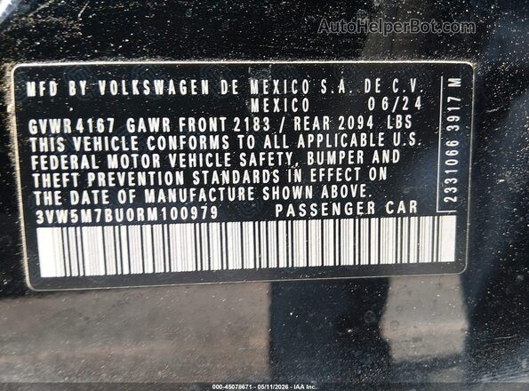 3VW5M7BU0RM100979 2024 VOLKSWAGEN JETTA Black 