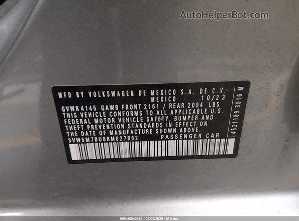 3VW5M7BU8RM027862 2024 VOLKSWAGEN JETTA Gray Շարժիչի բաժամունքի տեսք