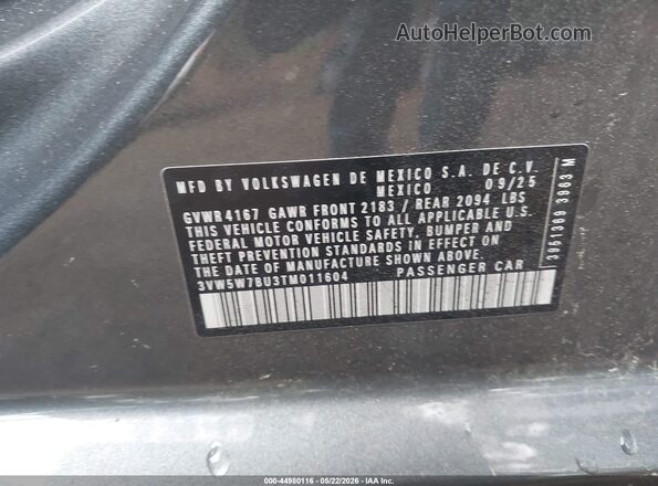 3VW5W7BU3TM011604 2026 VOLKSWAGEN JETTA Gray Вид підкапотного простору
