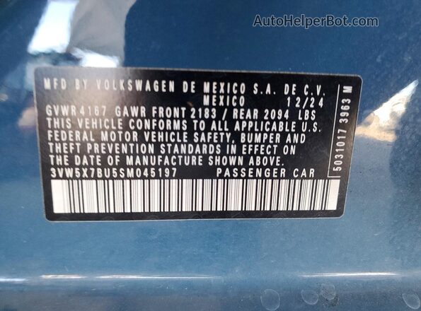 3VW5X7BU5SM045197 2025 VOLKSWAGEN JETTA Blue 
