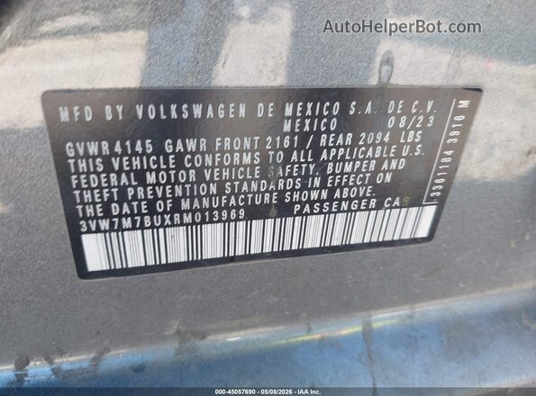 3VW7M7BUXRM013969 2024 VOLKSWAGEN JETTA Gray Շարժիչի բաժամունքի տեսք