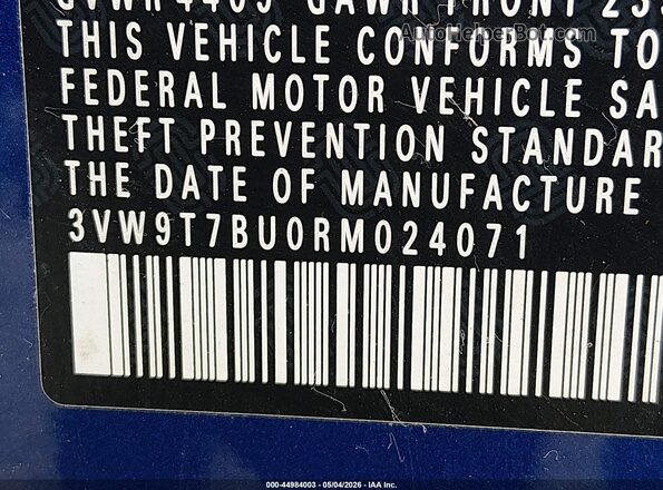 3VW9T7BU0RM024071 2024 VOLKSWAGEN JETTA  Вид підкапотного простору