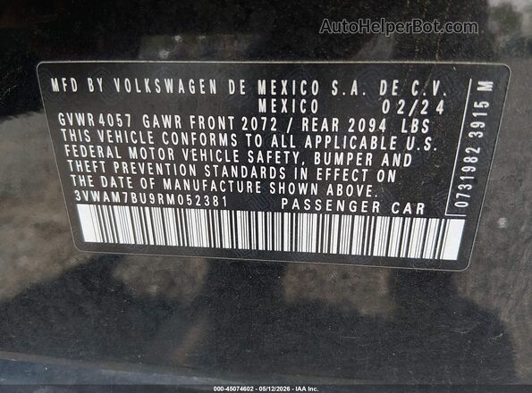 3VWAM7BU9RM052381 2024 VOLKSWAGEN JETTA Black Շարժիչի բաժամունքի տեսք