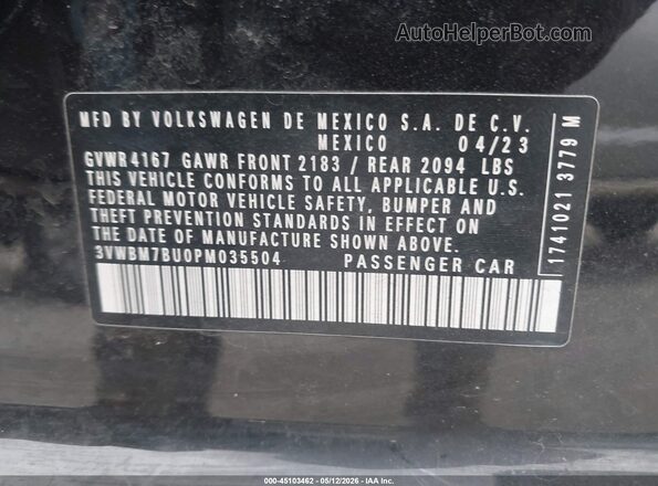 3VWBM7BU0PM035504 2023 VOLKSWAGEN JETTA Black Engine compartment view