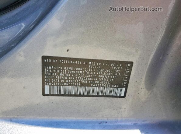 3VWC57BU2MM005756 2021 VOLKSWAGEN JETTA Silver Вид підкапотного простору