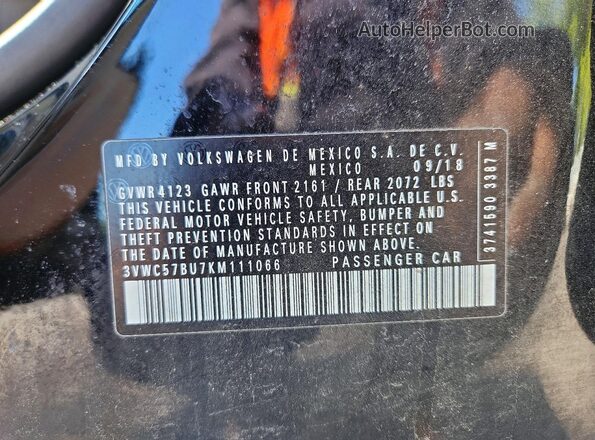 3VWC57BU7KM111066 2019 VOLKSWAGEN JETTA Black 