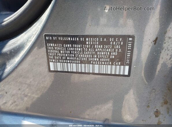 3VWC57BU8KM056000 2019 VOLKSWAGEN JETTA Blue 