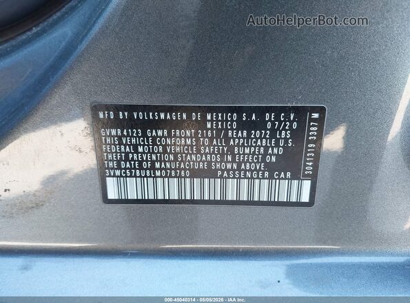 3VWC57BU8LM078760 2020 VOLKSWAGEN JETTA Gray Vista del compartimento del motor