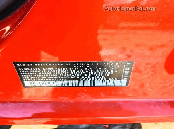 3VWC57BUXMM032963 2021 VOLKSWAGEN JETTA Orange 