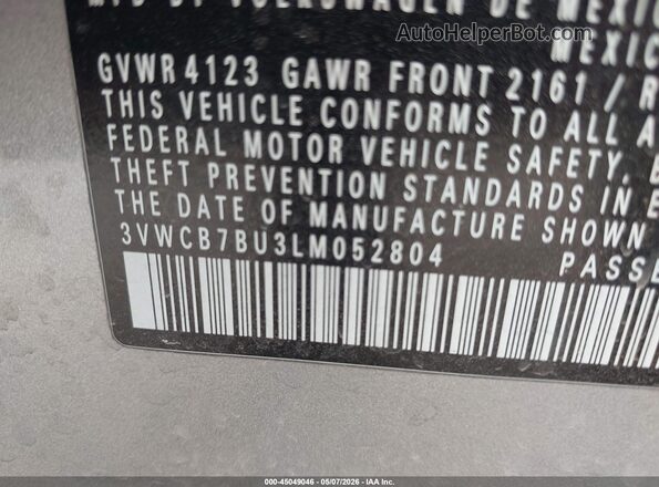 3VWCB7BU3LM052804 2020 VOLKSWAGEN JETTA Серебряный Вид подкапотного пространства