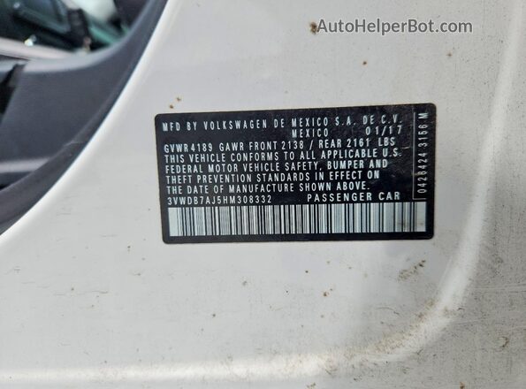 3VWDB7AJ5HM308332 2017 VOLKSWAGEN JETTA White Engine compartment view